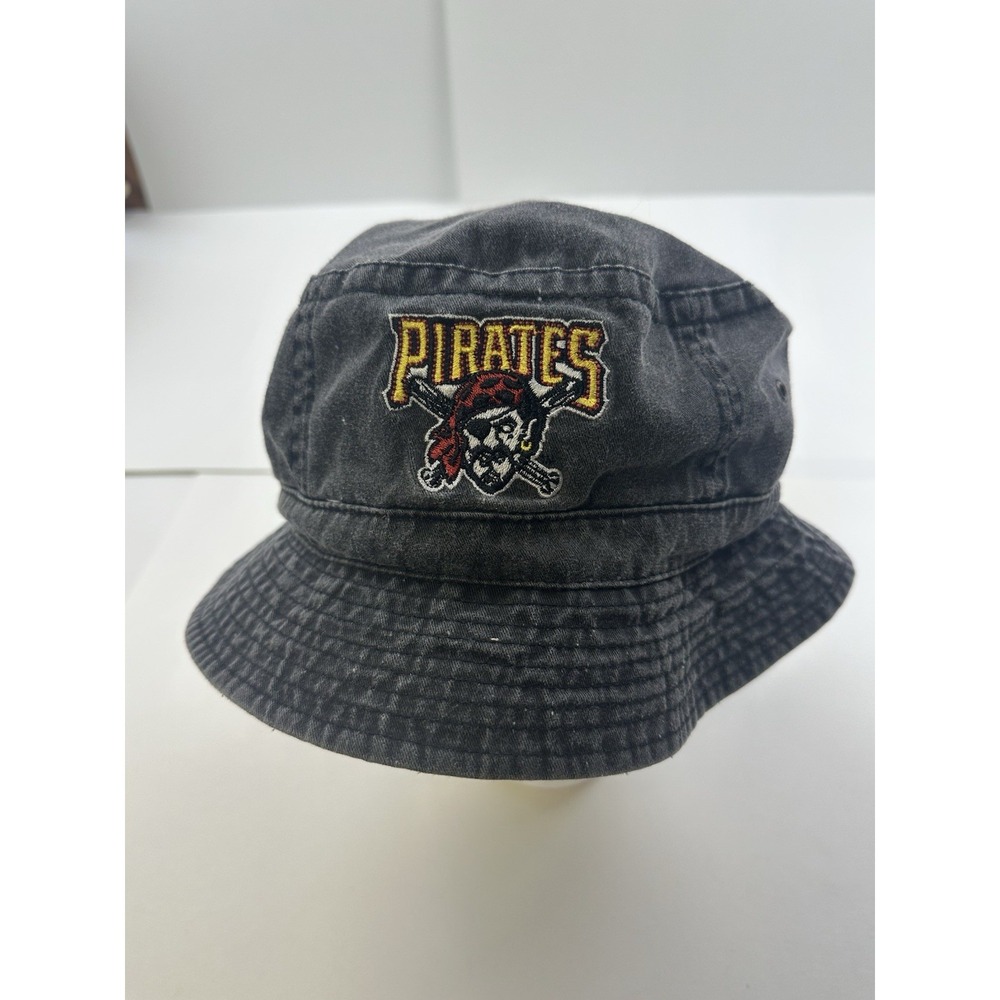 Vintage Pittsburgh Pirates Bucket Hat Black One Size Fits Most Cotton MLB